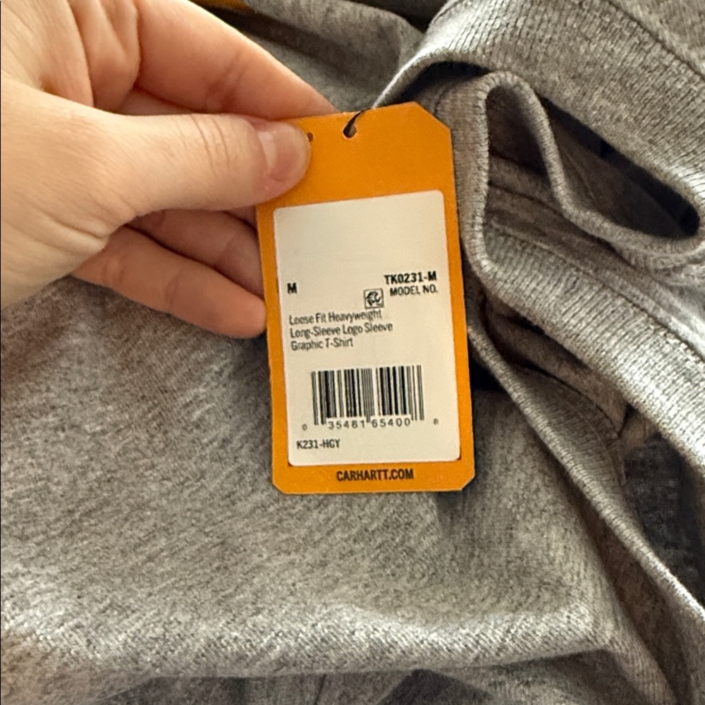 Carhartt NWT Long-Sleeve Logo Graphic T-Shirt Heather Grey Medium - Picture 3 of 3